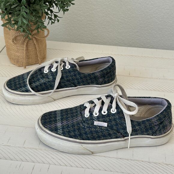 Van's Plaid Tweed Houndstooth Era Sneaker Shoes Blue - US Men's 5 Women's 6.5 - Picture 4 of 12